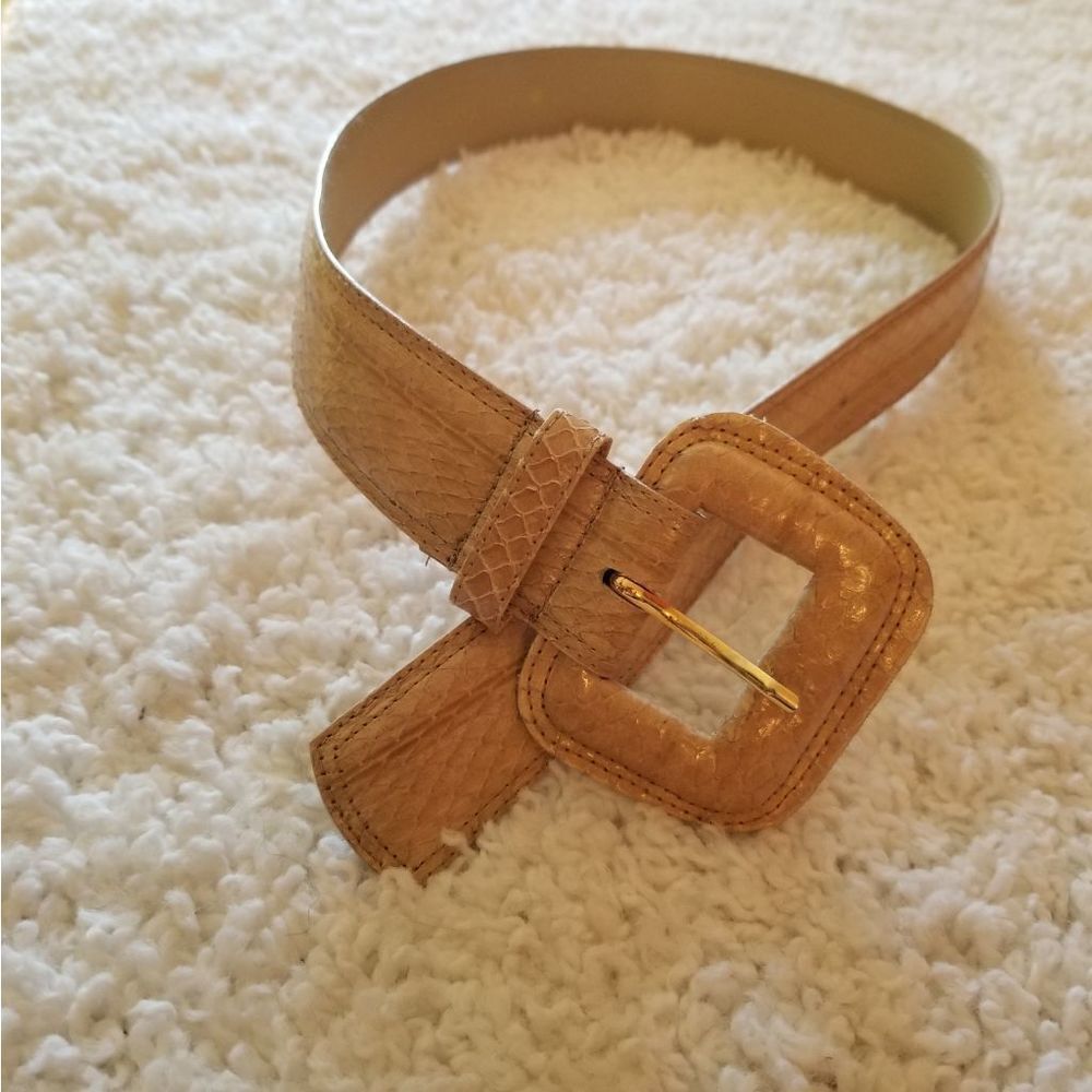 Vintage Laura Gayle Ivory Snakeskin Belt Medium